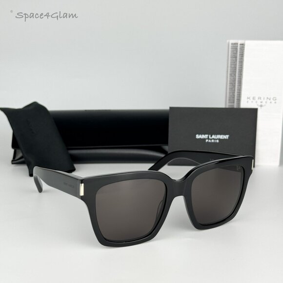 NEW Saint Laurent New Wave SL507 001 Black Grey Square Unisex Sunglasses SL 507 - Picture 4 of 11